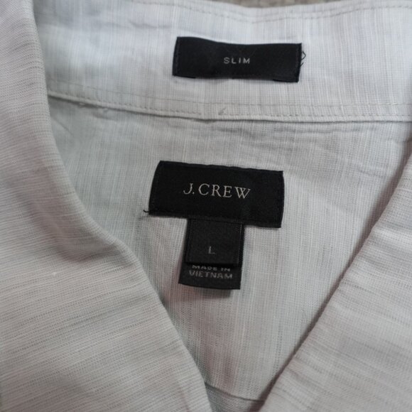 J.Crew Shirt Large Gray Slim Solid Linen Blend Baird McNutt - Picture 4 of 10